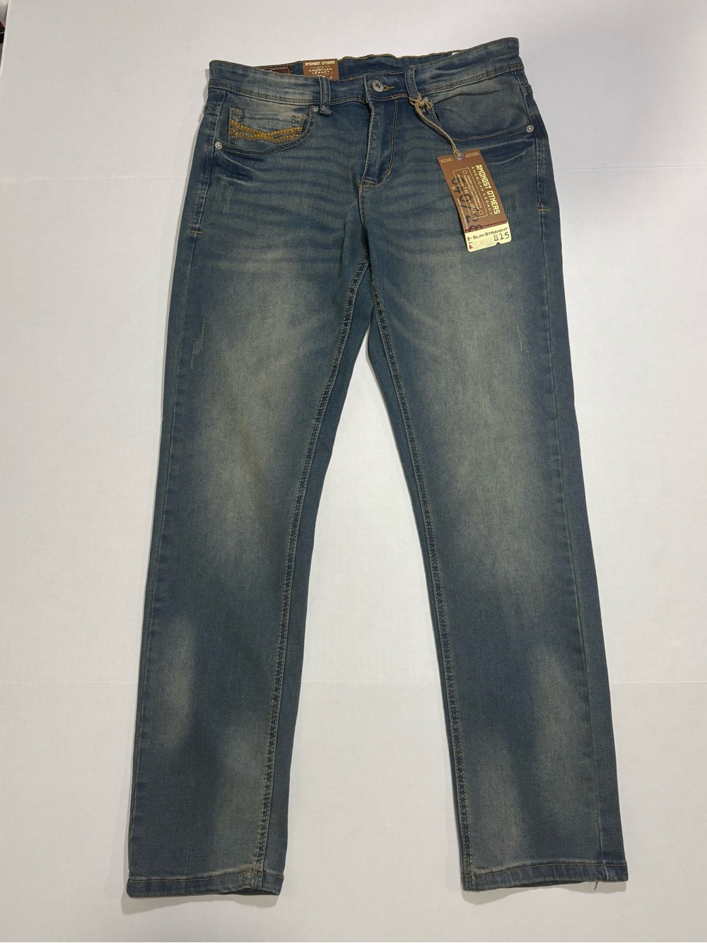 Amongst Others American Legacy Men's Slim Fit Straight Light Wash Stretch Jeans
